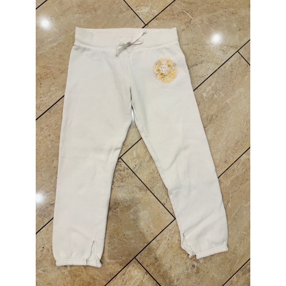 Vintage Victorias Secret PINK Y2K My Favorite Sweats Cream Gold Logo Pants XS